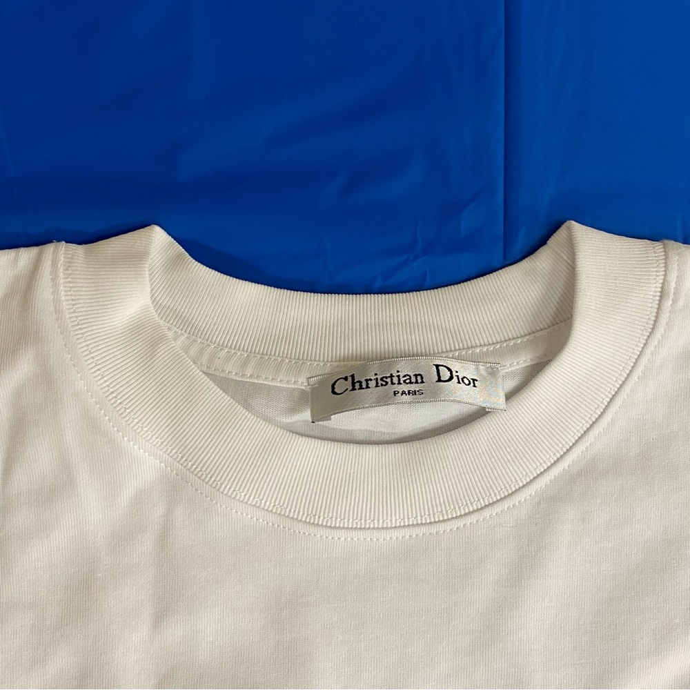 Dior White Tee with Orange Heart and Logo - Picture 3 of 3